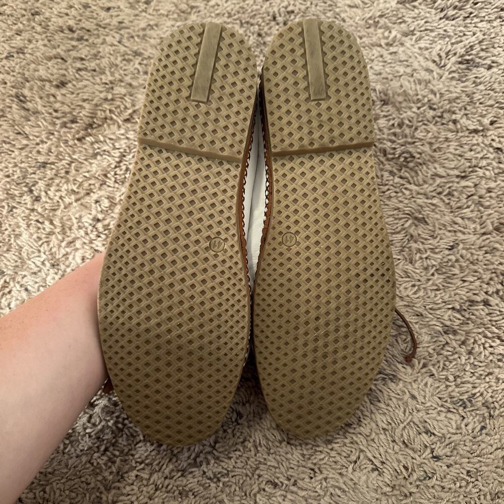 Spring Step Berna Size 41 White Genuine Leather Tan Whip Stitch Slip On Loafers - Picture 2 of 3